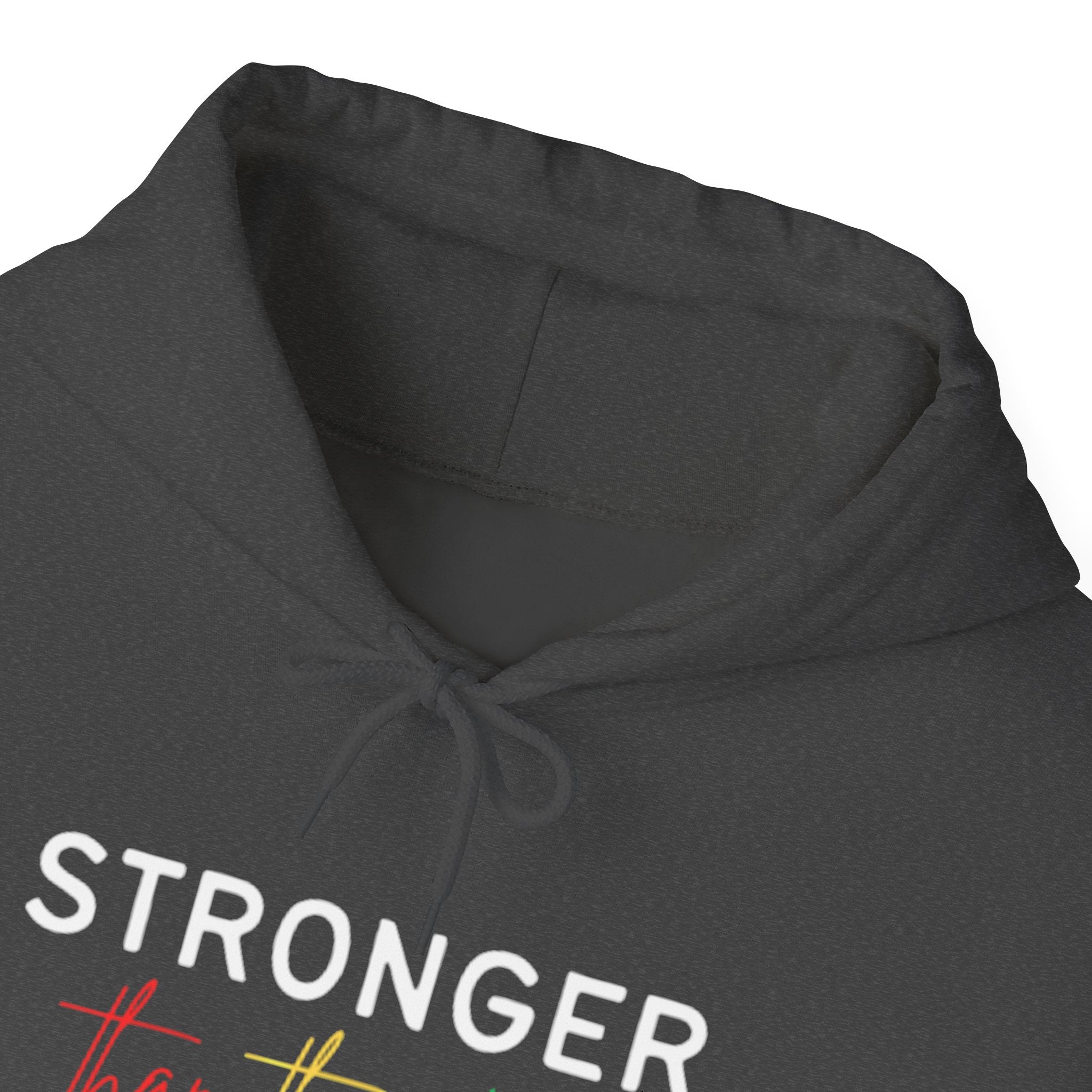 Stronger Than The Storm Hoodie — Inspirational Rasta Script Pullover