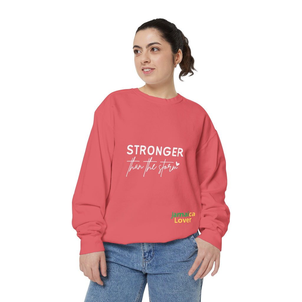 Stronger Than the Storm Sweatshirt — Inspirational Crewneck for Jamaica Lover