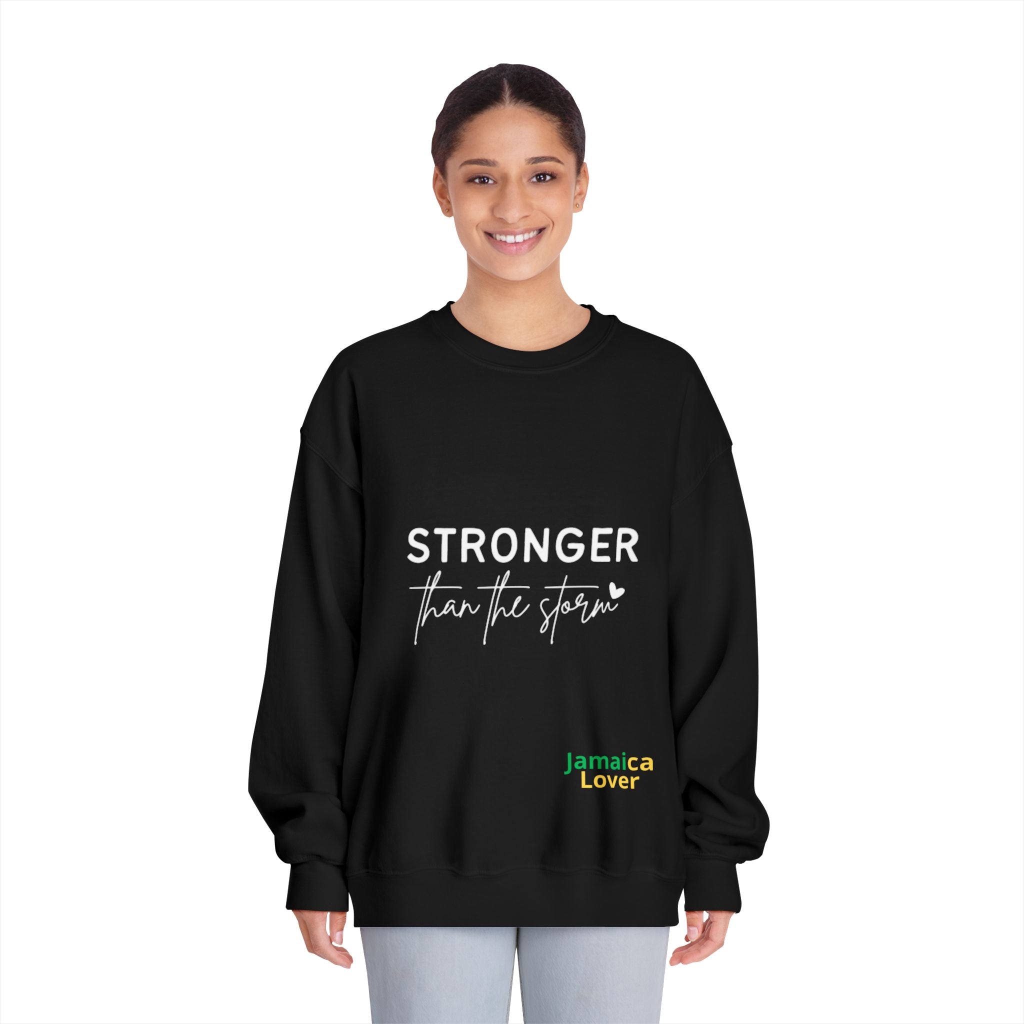 Stronger Than the Storm Crewneck Sweatshirt — Jamaica Lover Inspirational Pullover