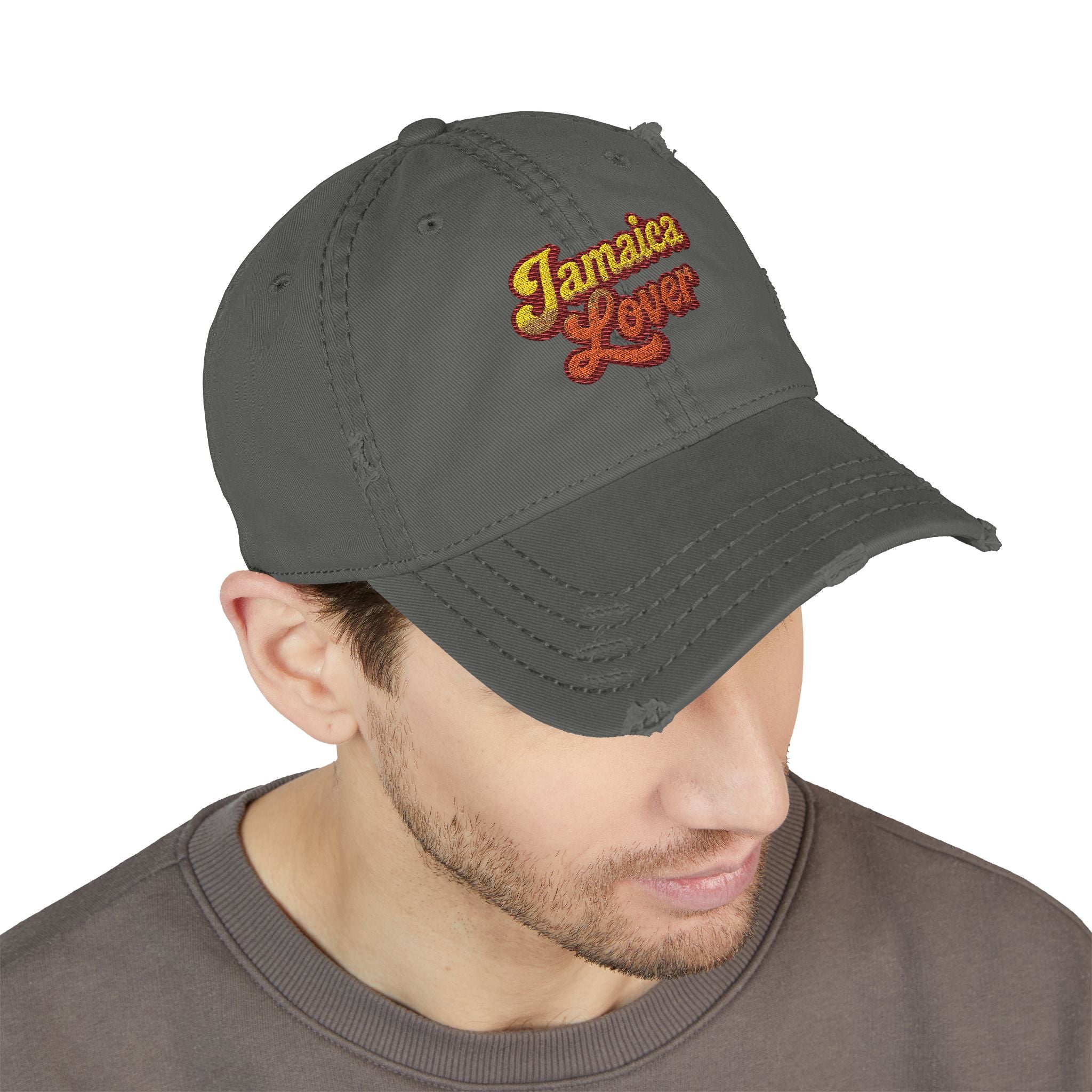 Jamaica Lover Embroidered Distressed Dad Hat
