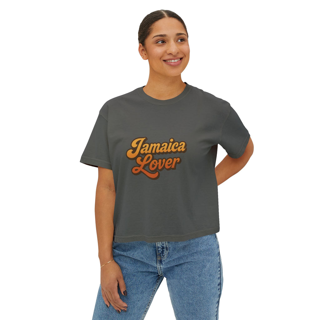 Jamaica Lover Boxy Tee — Retro Script Vacation T‑Shirt