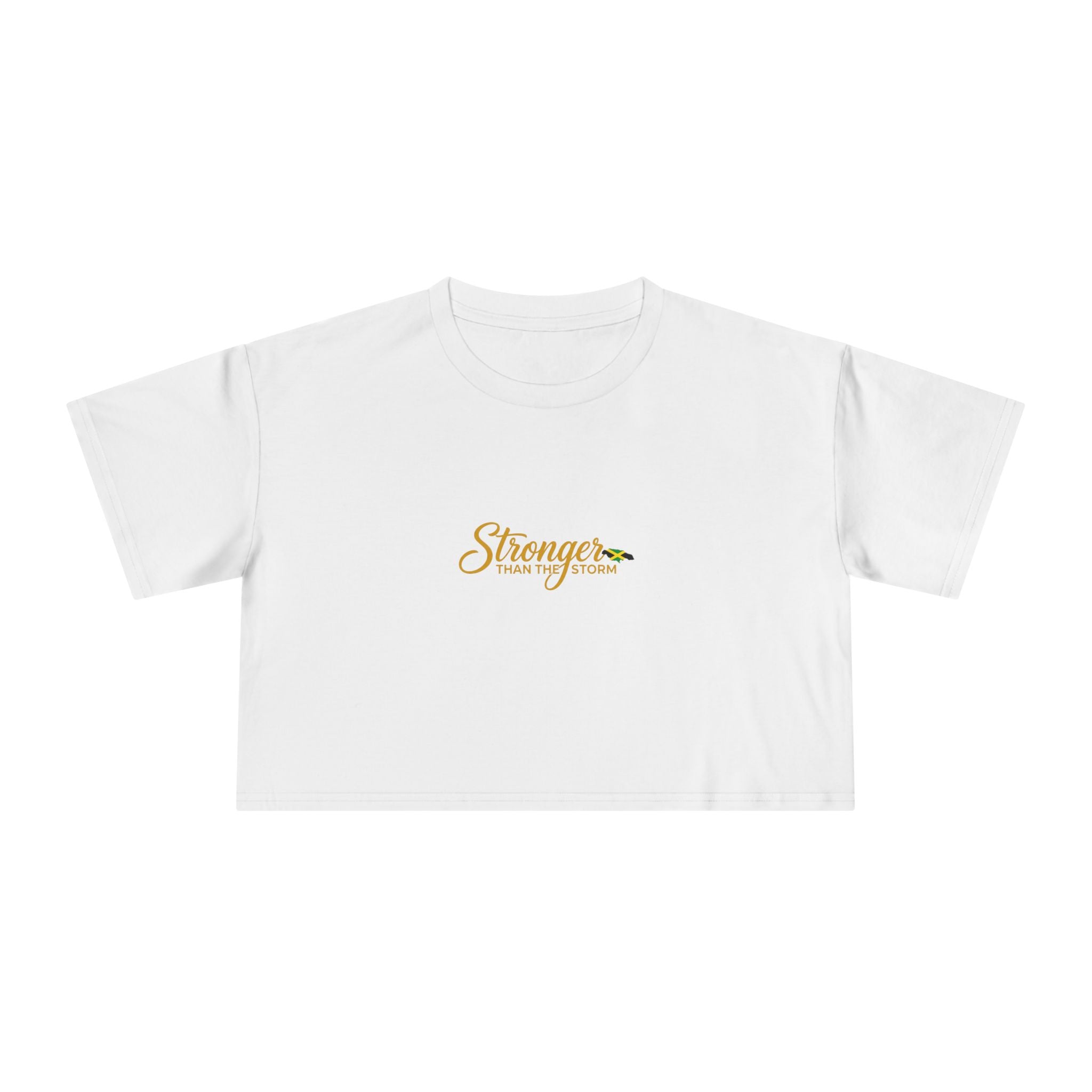 Crop Tee — "Stronger" Motivational Floral Cropped T-Shirt for Women