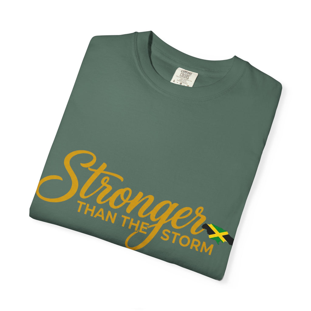Stronger Than the Storm T-Shirt — Inspirational Jamaican Flag Tee