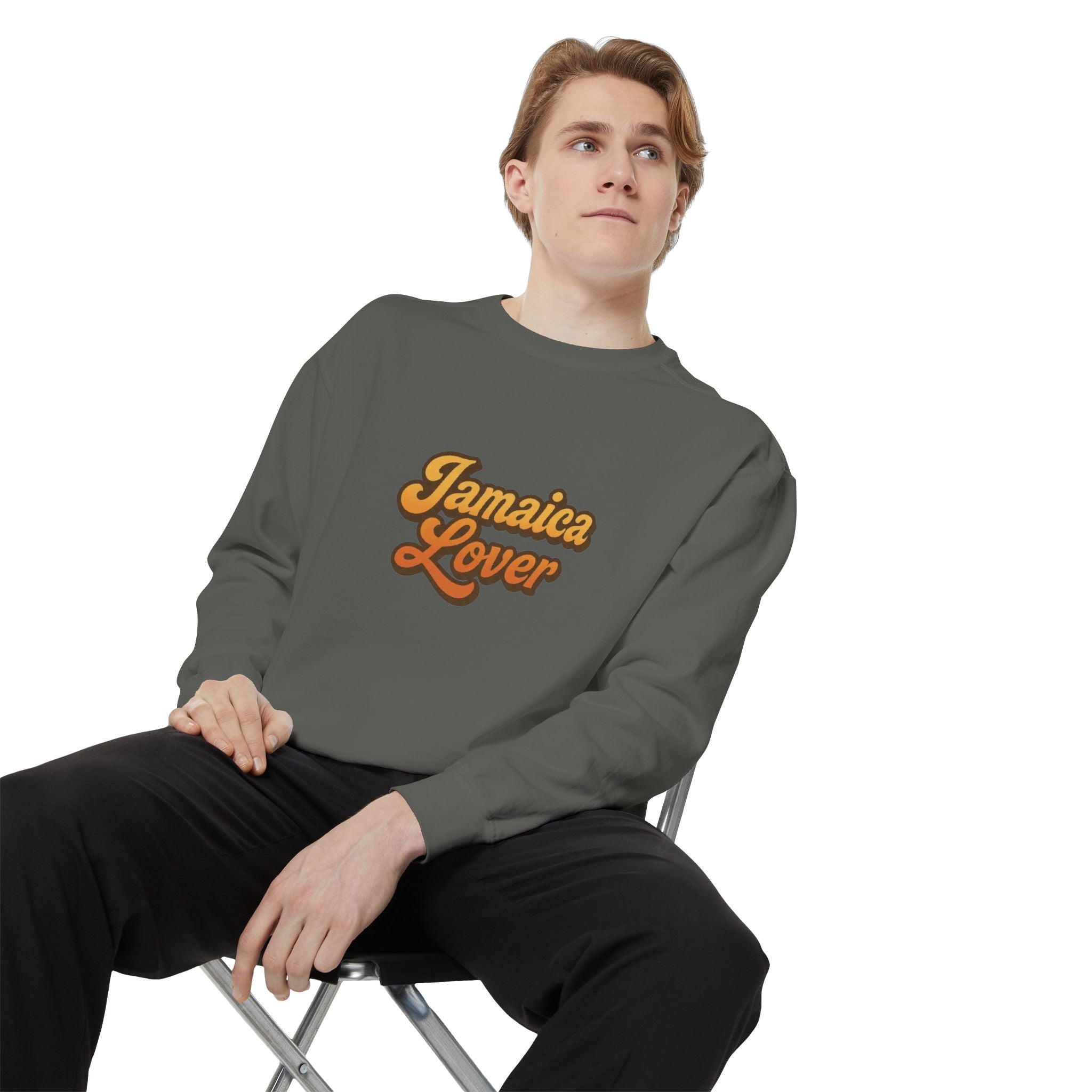 Jamaica Lover Sweatshirt — Retro Script Island Pride Crewneck