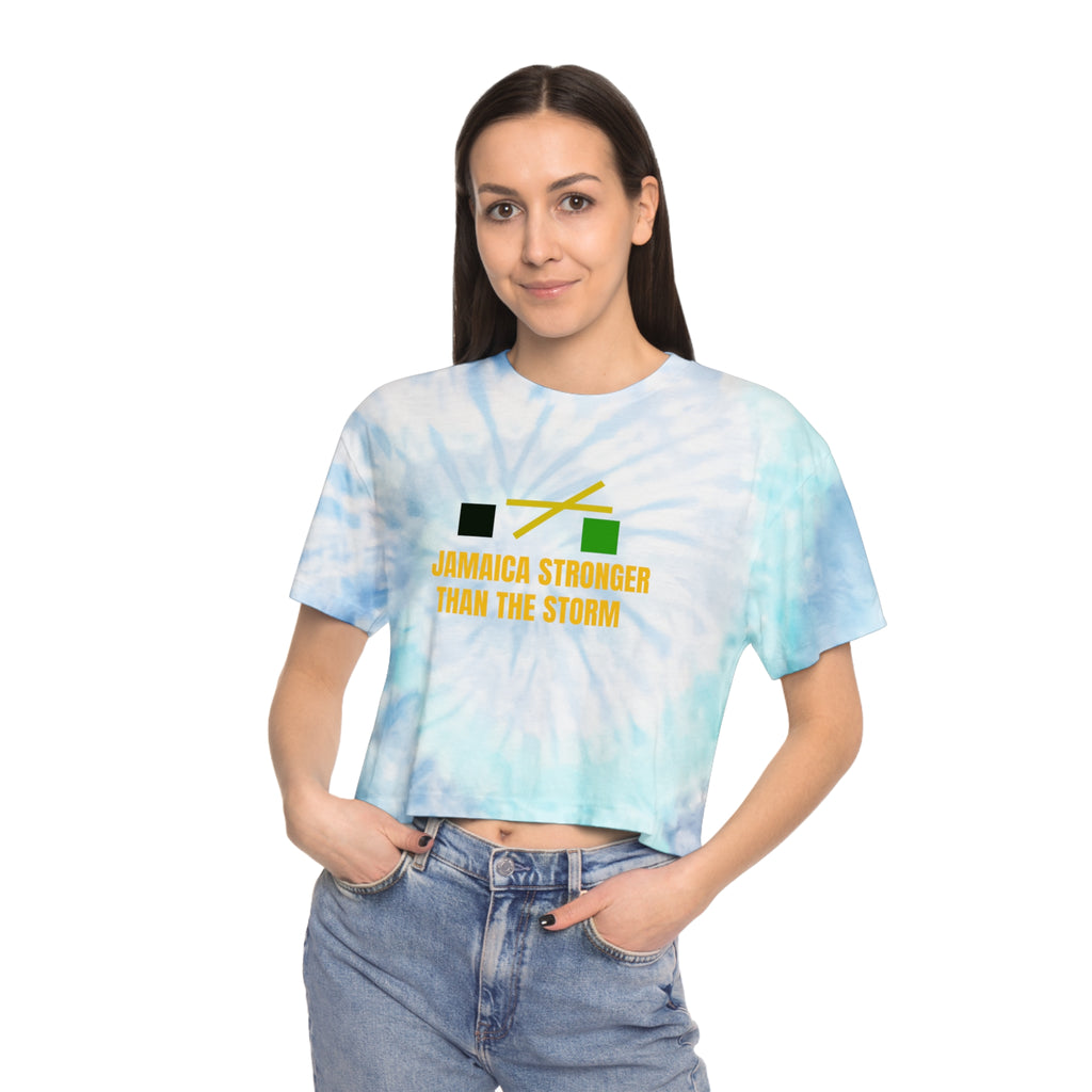 Tie-Dye Crop Tee — "Jamaica Stronger Than The Storm" Patriotic Island Pride