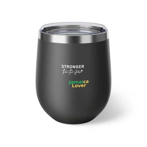 Insulated 12oz Copper Tumbler — "Stronger Than the Storm" Jamaica Lover Design