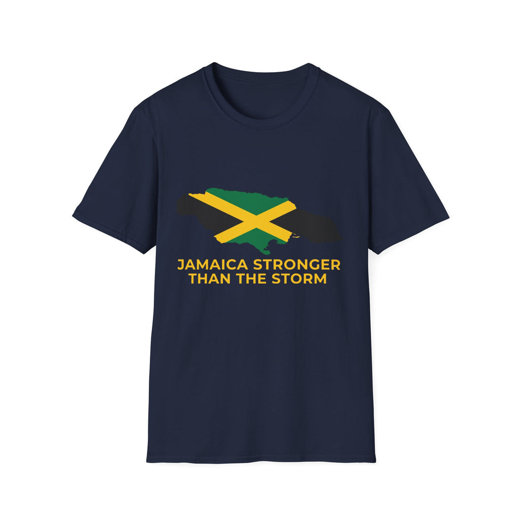 Jamaica Stronger Than The Storm T-Shirt — Jamaican Flag Map Tee