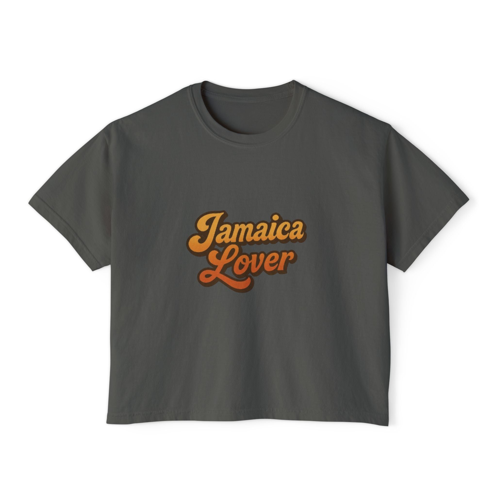 Jamaica Lover Boxy Tee — Retro Script Vacation T‑Shirt