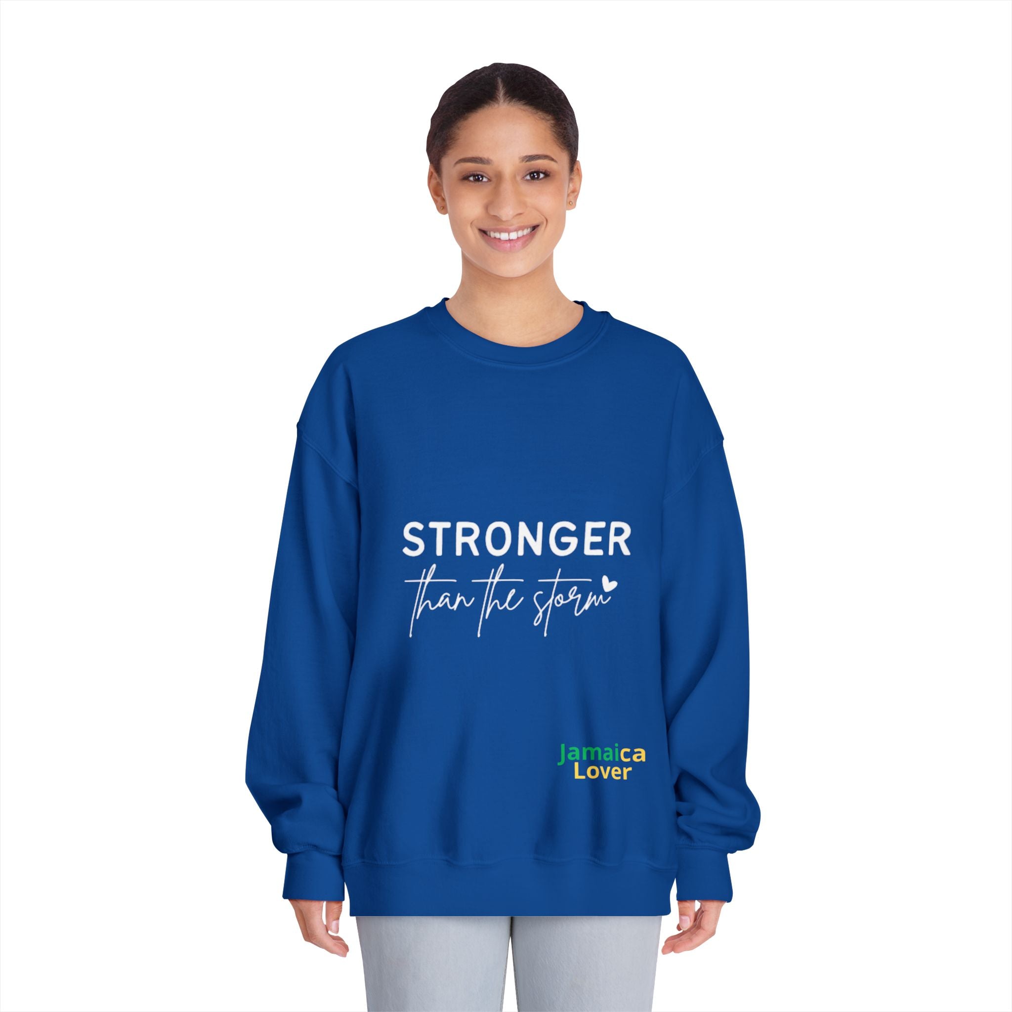 Stronger Than the Storm Crewneck Sweatshirt — Jamaica Lover Inspirational Pullover