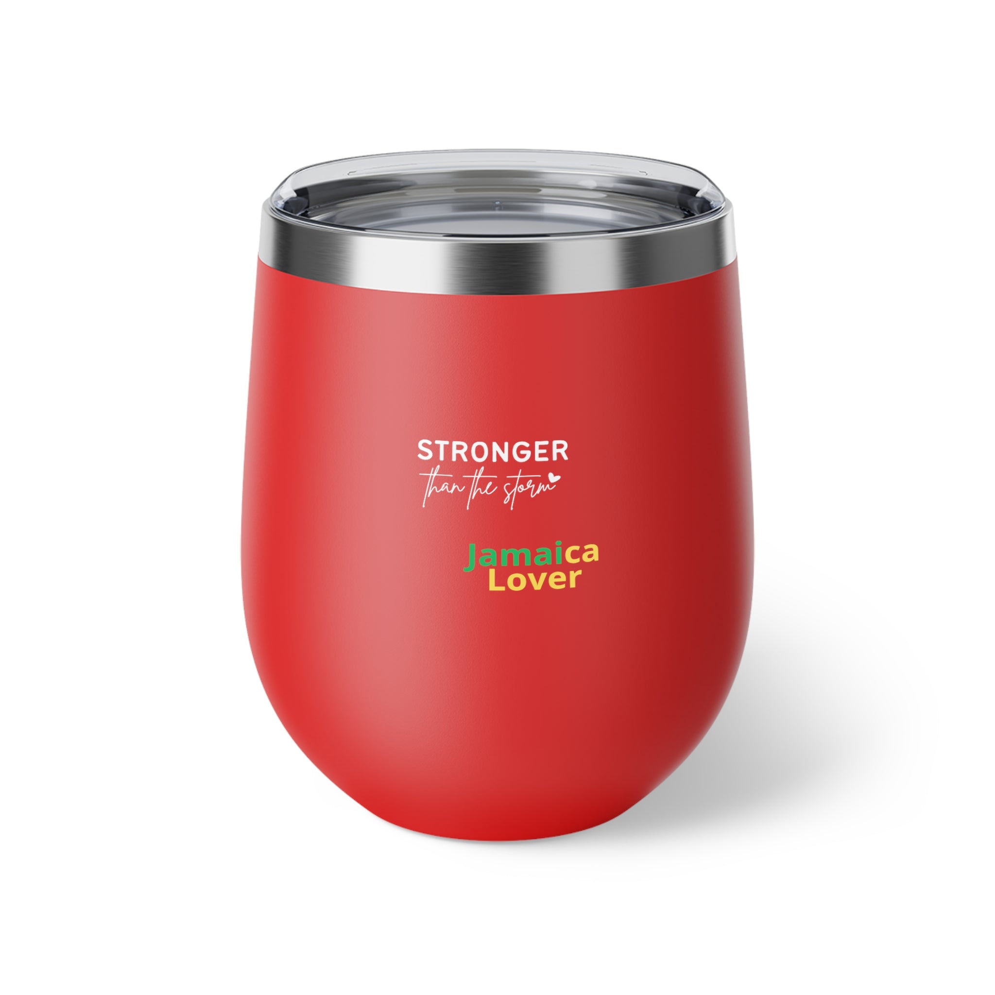 Insulated 12oz Copper Tumbler — "Stronger Than the Storm" Jamaica Lover Design