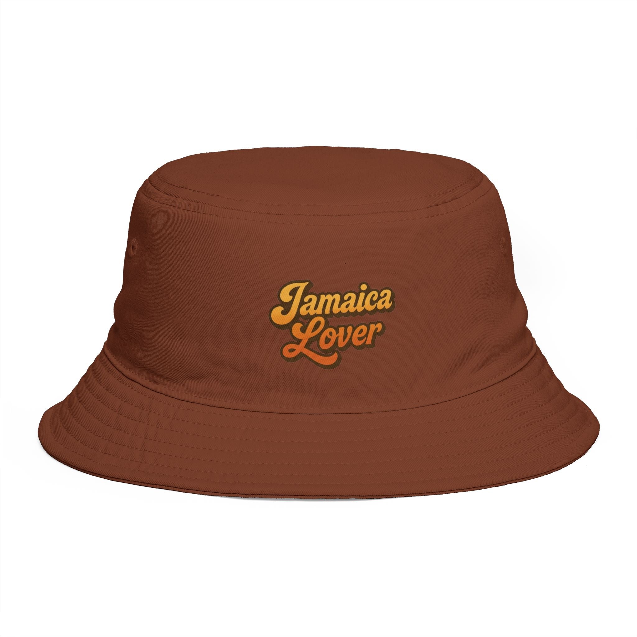 Jamaica Lover Bucket Hat — Retro Reggae Brown Beach Sun Hat