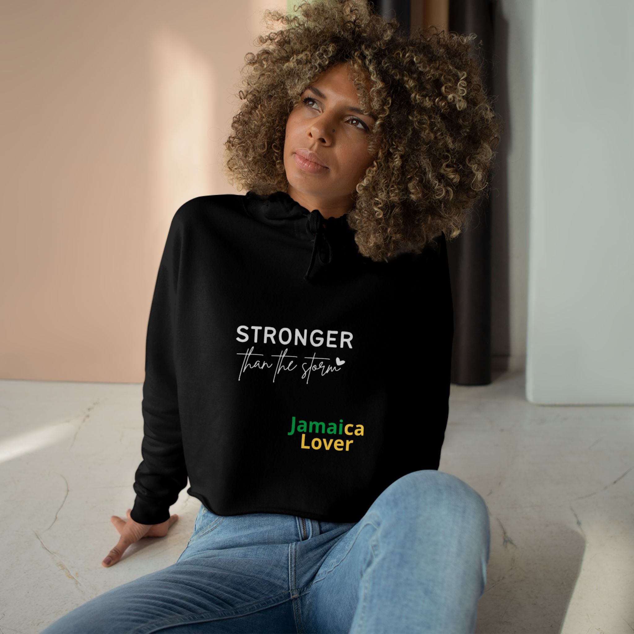 Stronger Than The Storm Jamaica Lover Crop Hoodie