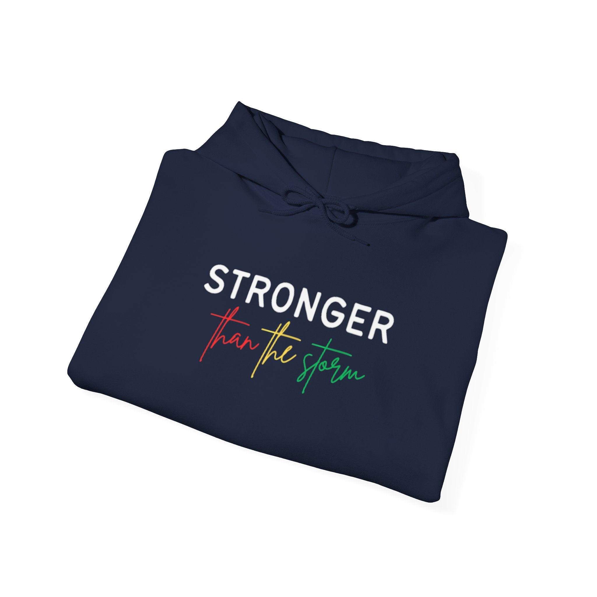 Stronger For The Strain Hoodie – Motivational Black Pullover with Red & Green Script