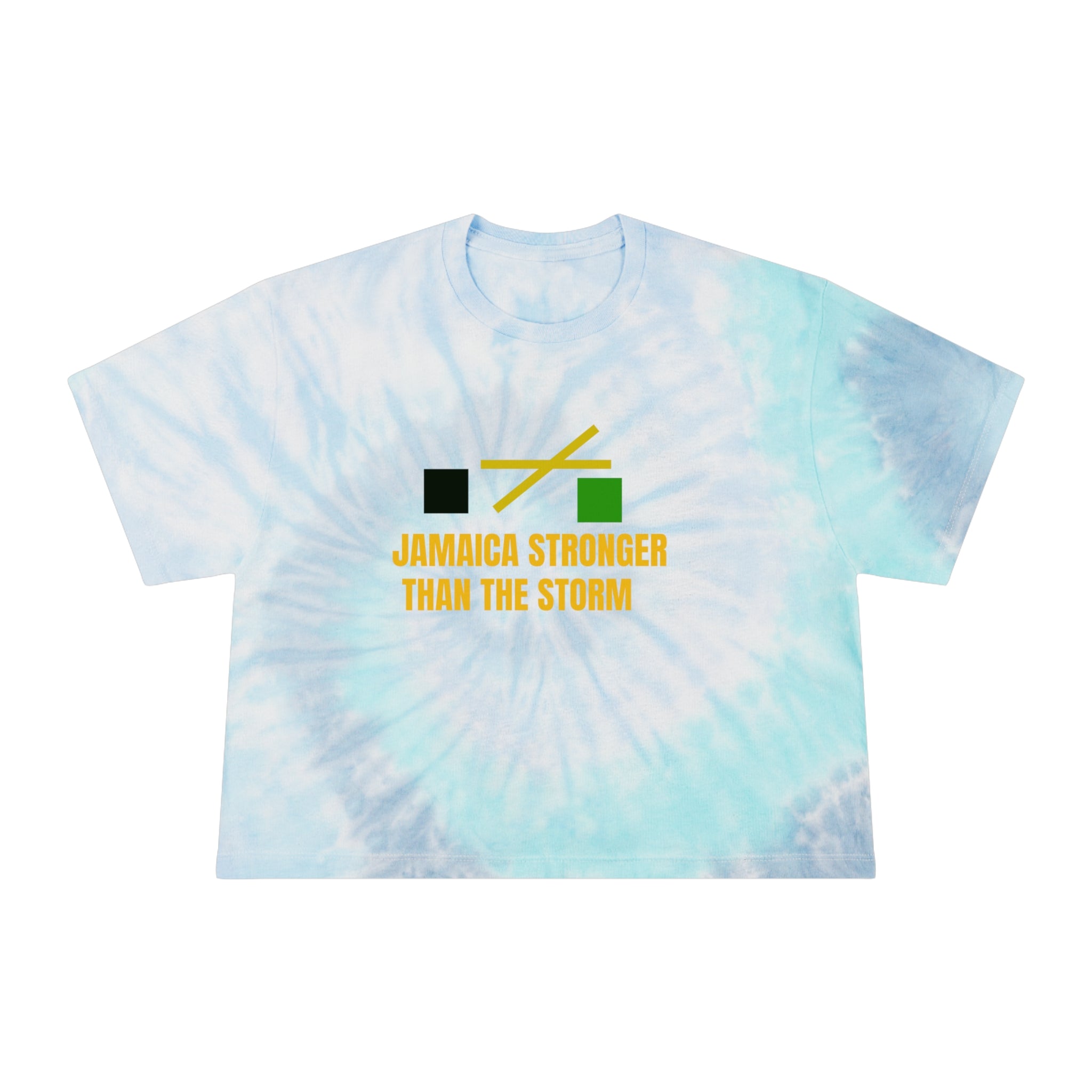 Tie-Dye Crop Tee — "Jamaica Stronger Than The Storm" Patriotic Island Pride