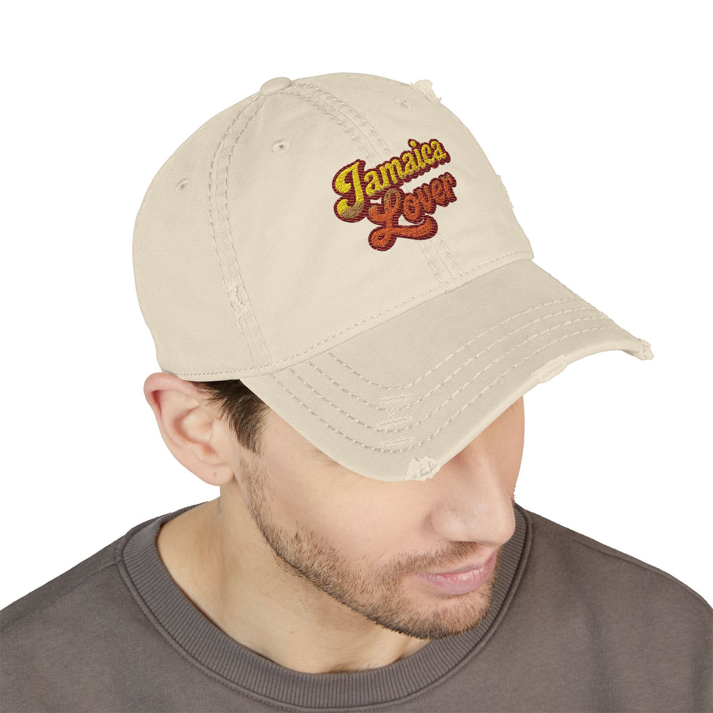 Jamaica Lover Embroidered Distressed Dad Hat