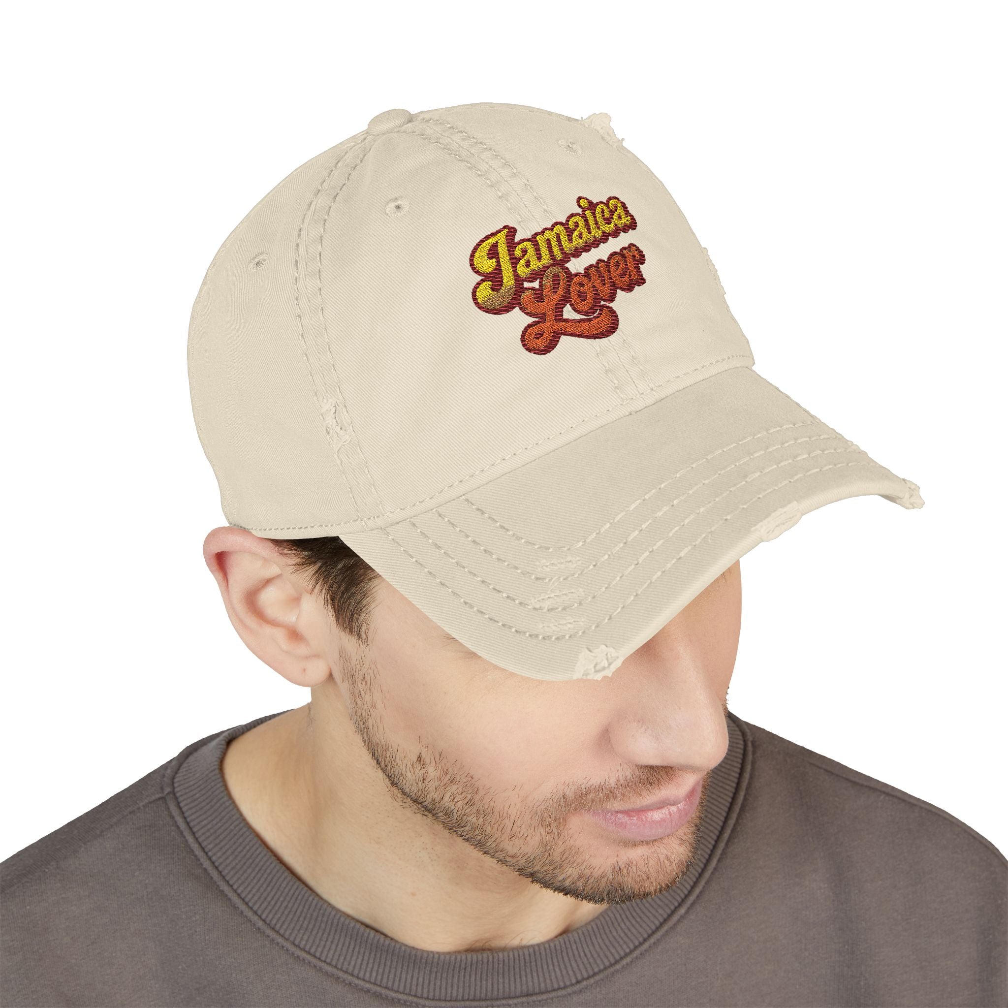 Jamaica Lover Embroidered Distressed Dad Hat