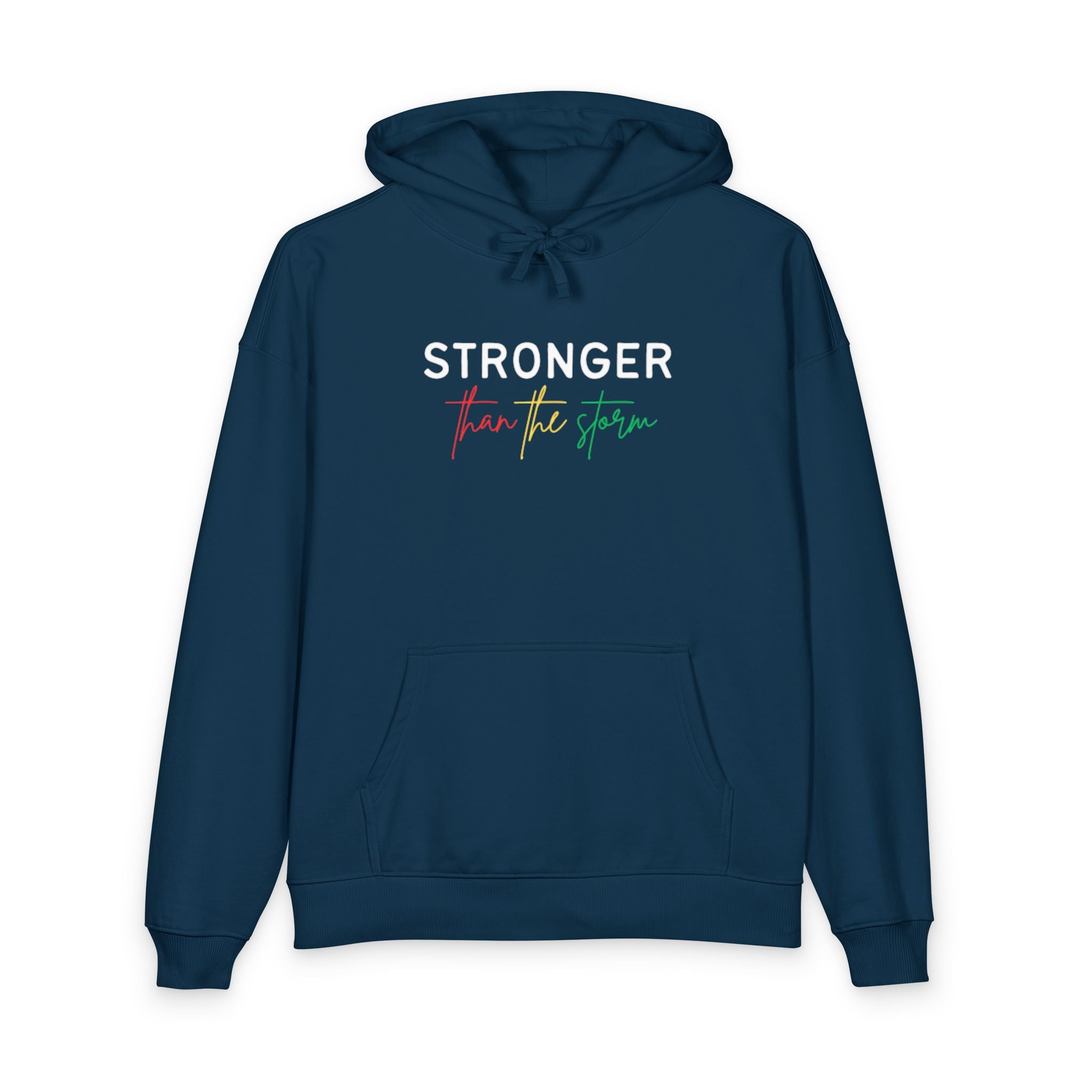 Hoodie — "Stronger Than the Storm" Script Logo Pullover