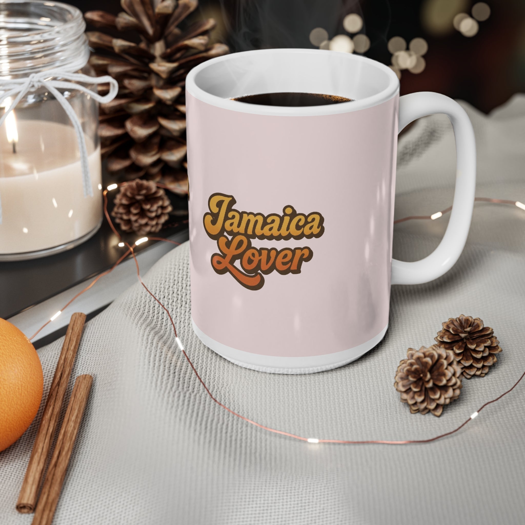 Jamaica Lover Ceramic Coffee Mug — Retro Script Coffee Cup (11oz & 15oz)