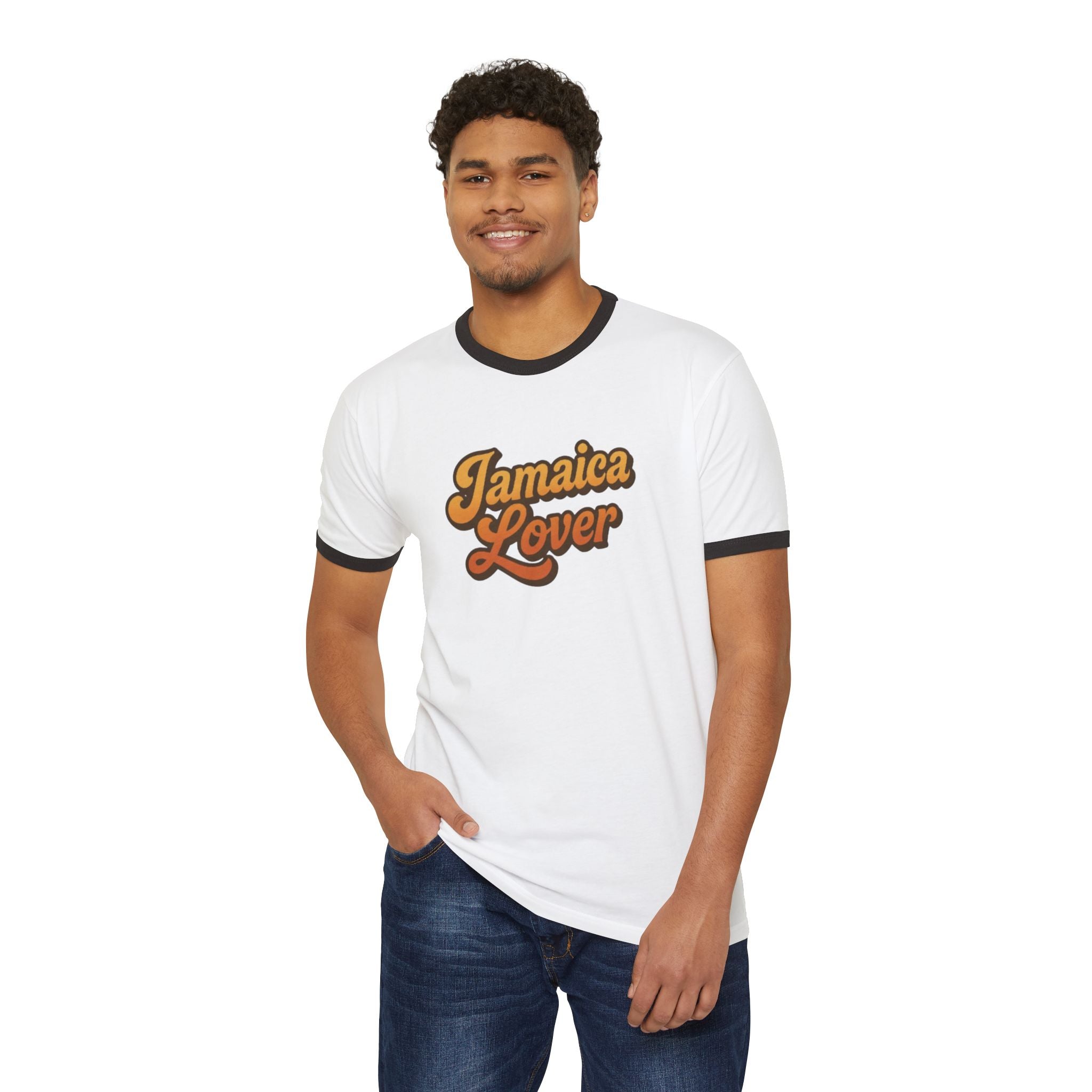 Jamaica Lover Ringer T-Shirt – Retro Tropical Vacation Tee
