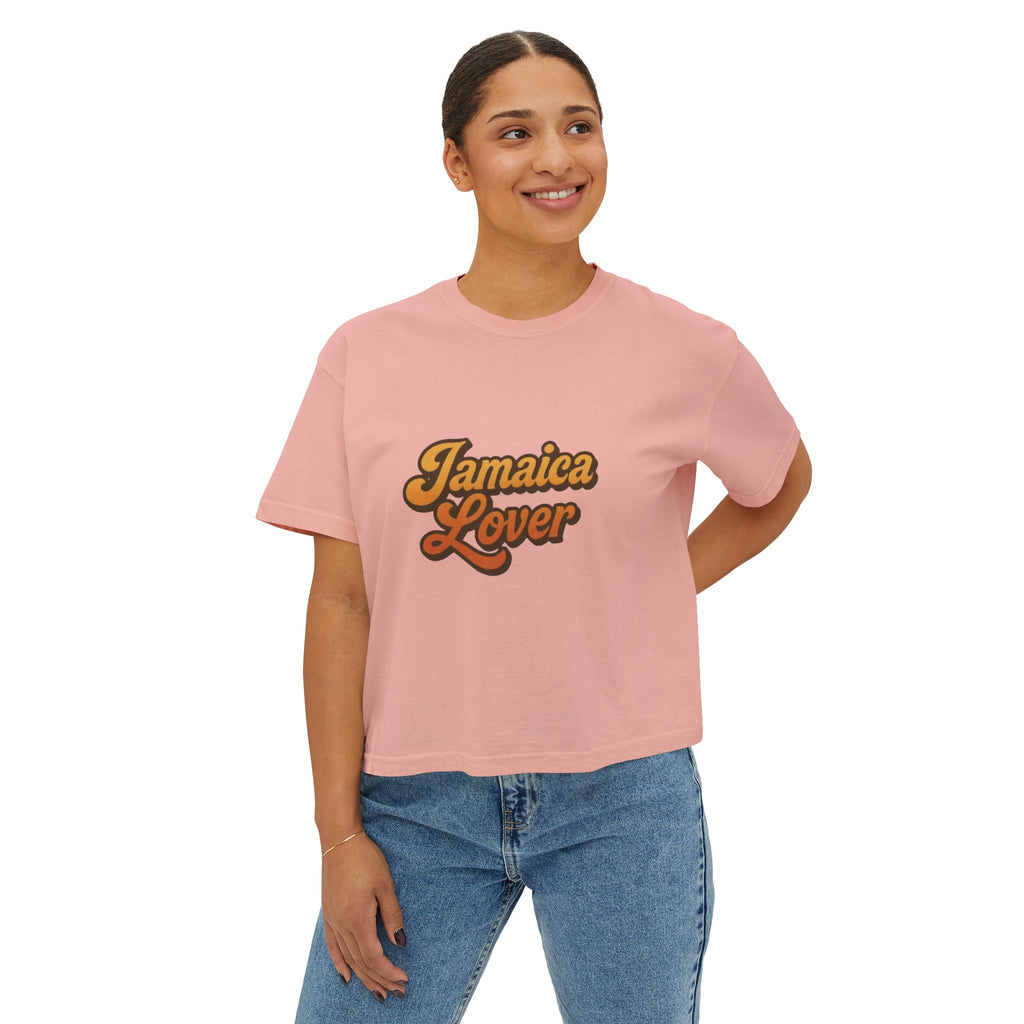 Jamaica Lover Boxy Tee — Retro Script Vacation T‑Shirt