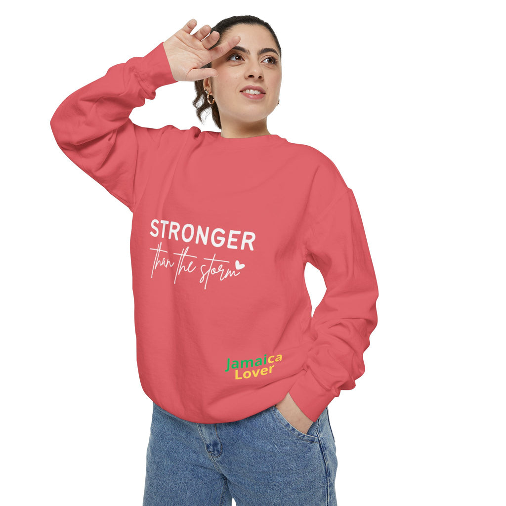 Stronger Than the Storm Sweatshirt — Inspirational Crewneck for Jamaica Lover
