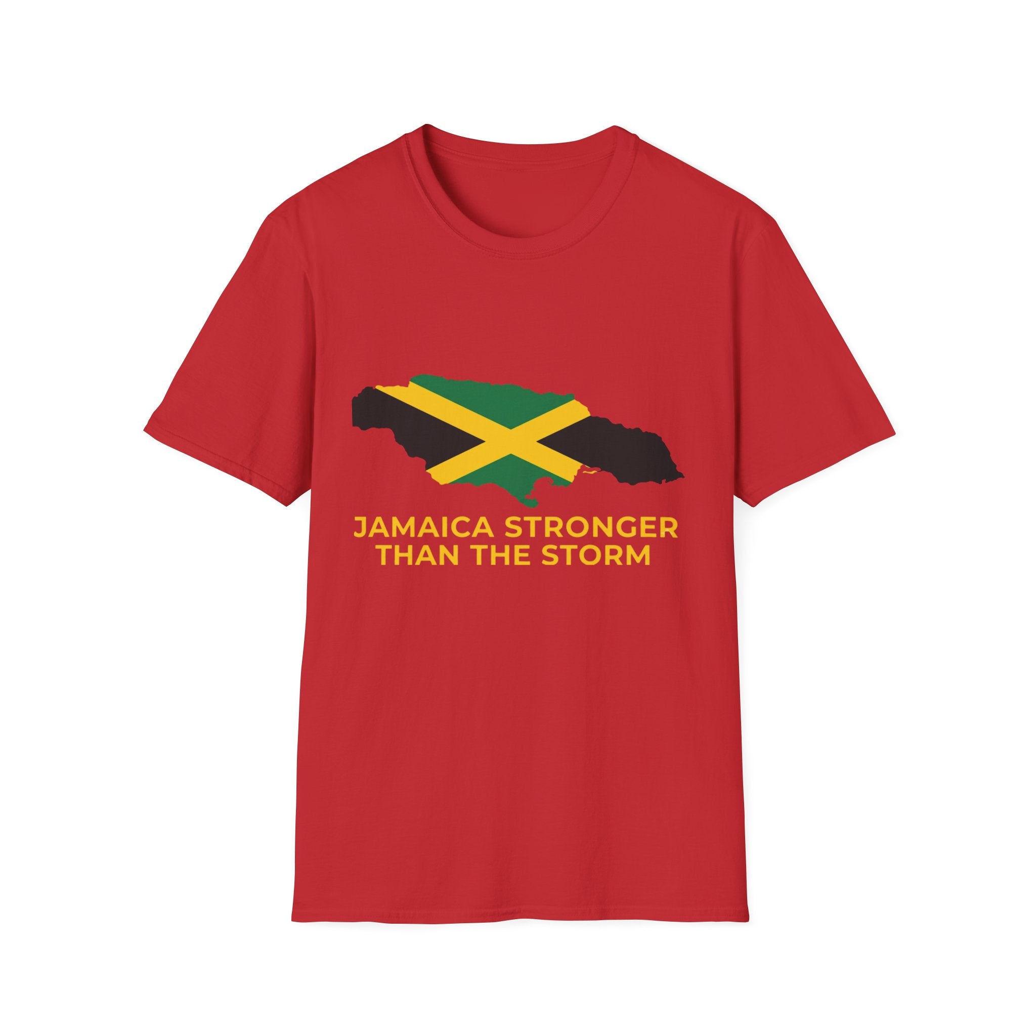 Jamaica Stronger Than The Storm T-Shirt — Jamaican Flag Map Tee