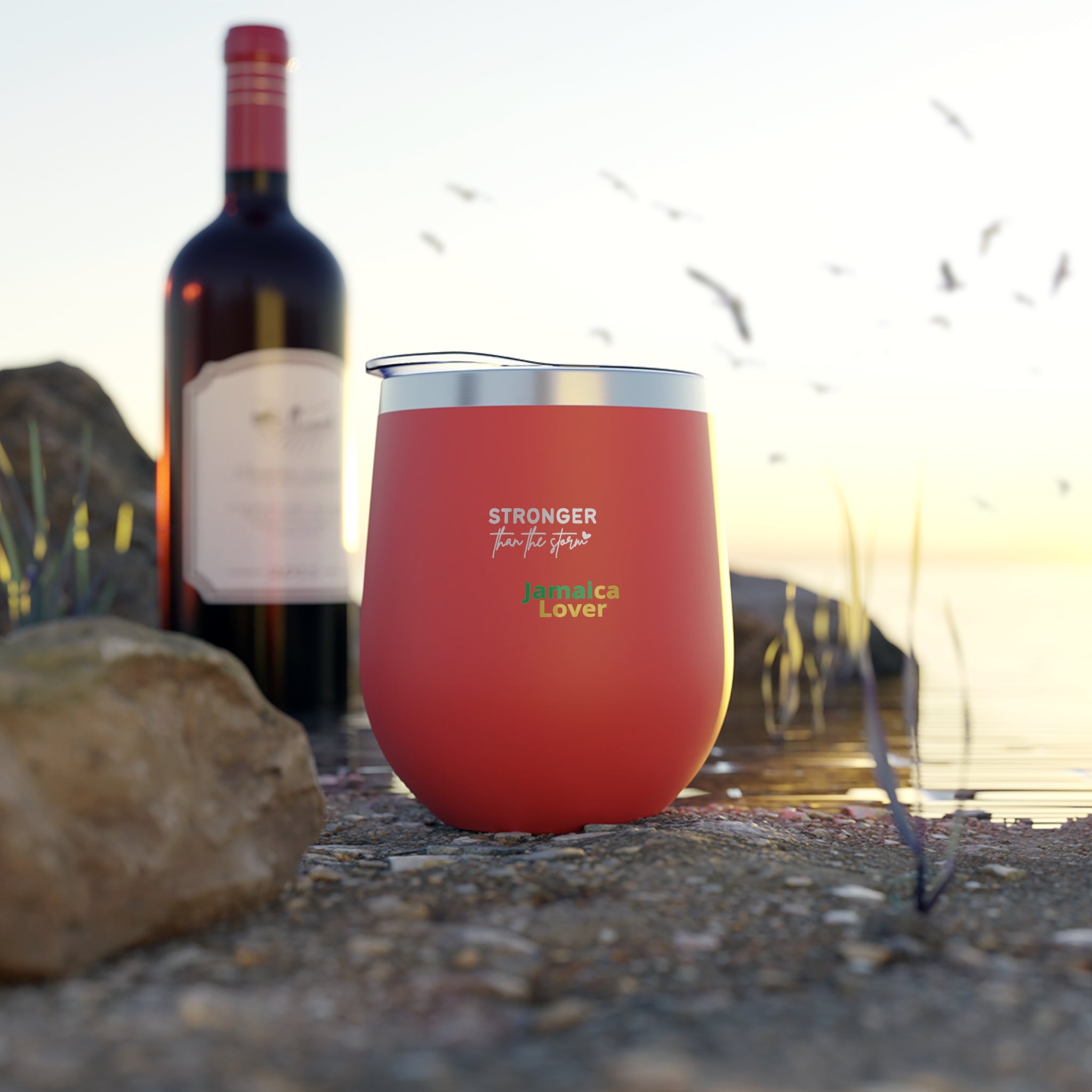 Insulated 12oz Copper Tumbler — "Stronger Than the Storm" Jamaica Lover Design