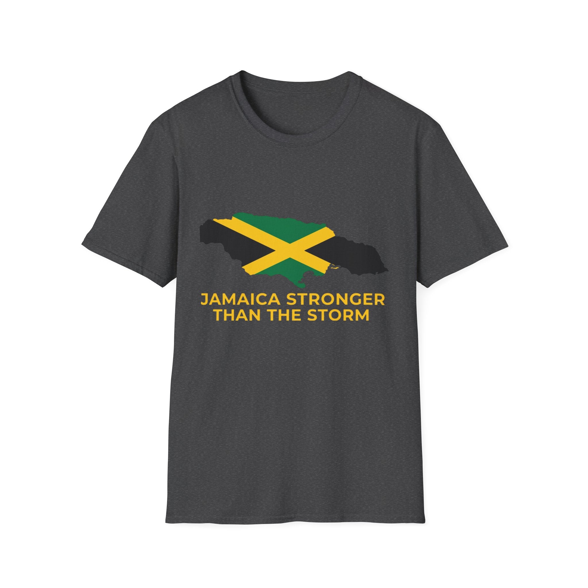 Jamaica Stronger Than The Storm T-Shirt — Jamaican Flag Map Tee
