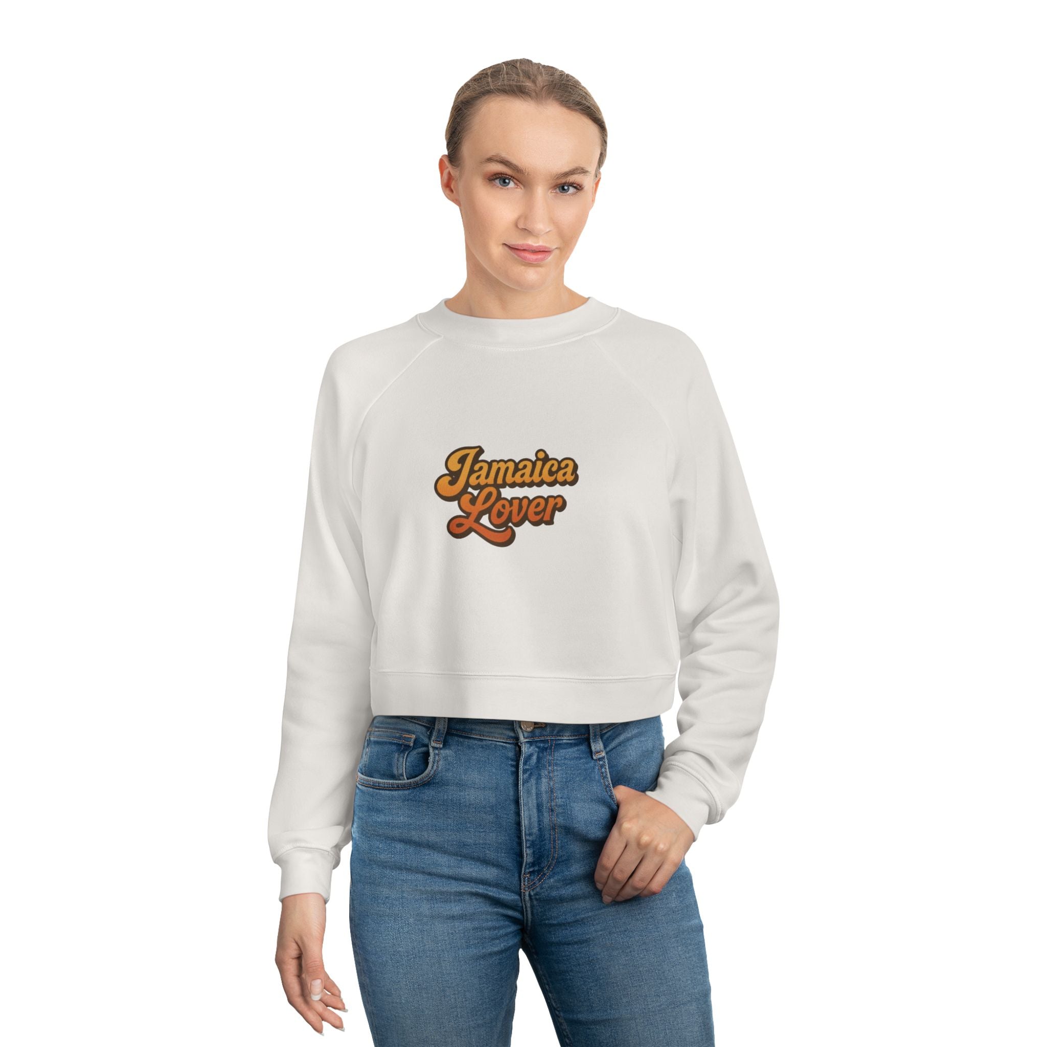 Cropped Pullover — "Jamaica Lover" Retro Script Fleece