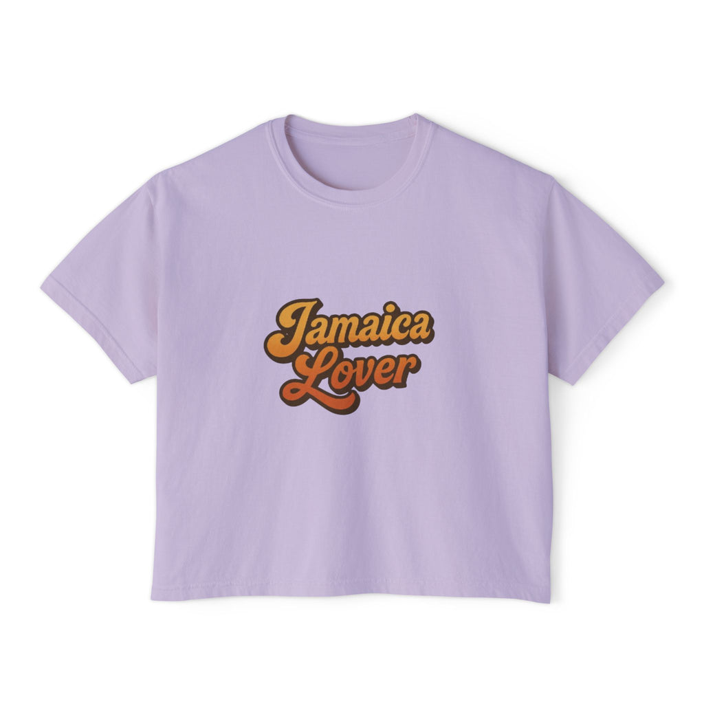 Jamaica Lover Boxy Tee — Retro Script Vacation T‑Shirt