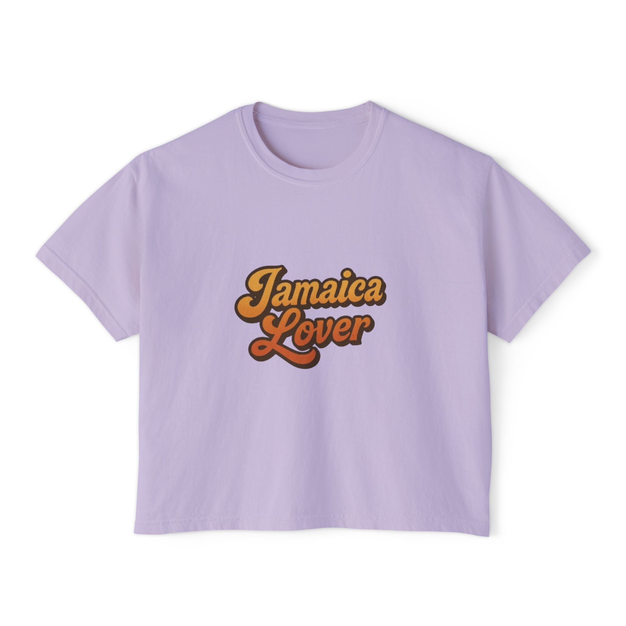 Jamaica Lover Boxy Tee — Retro Script Vacation T‑Shirt