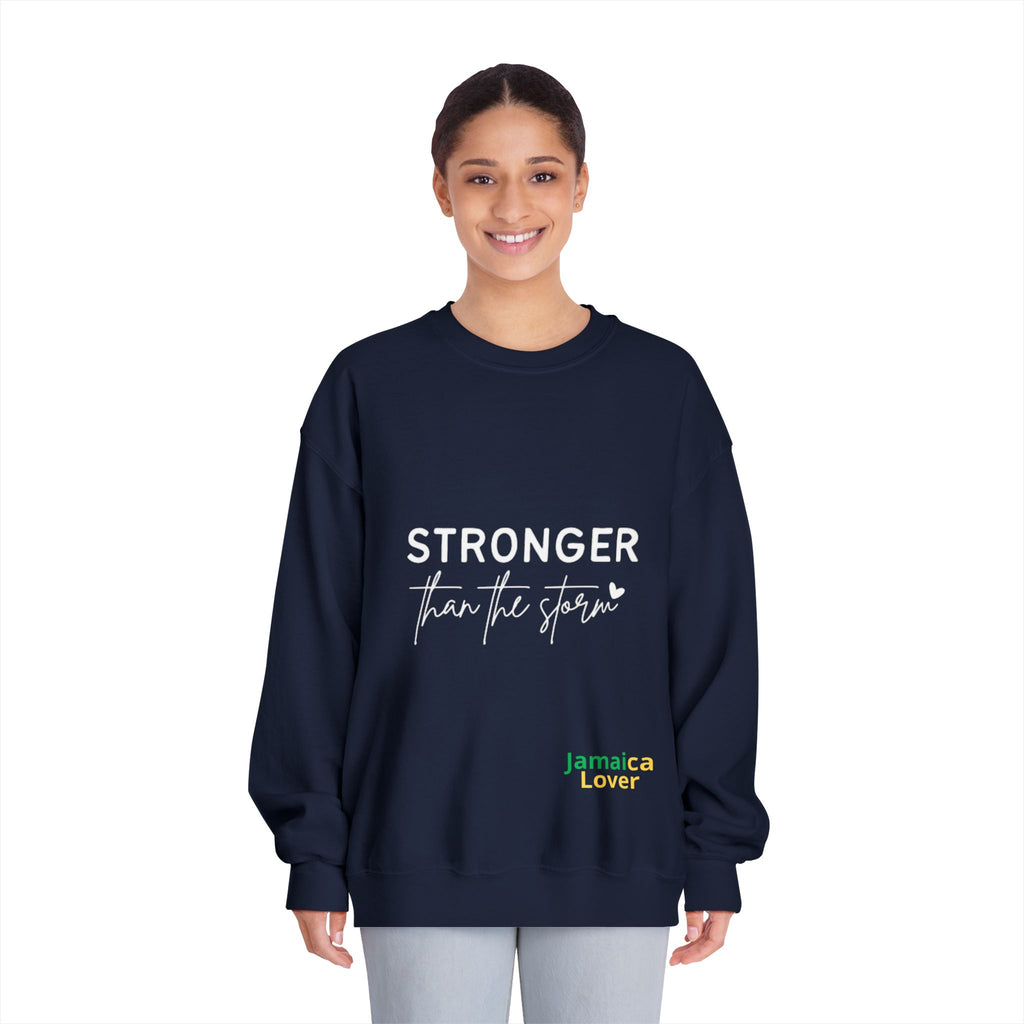 Stronger Than the Storm Crewneck Sweatshirt — Jamaica Lover Inspirational Pullover