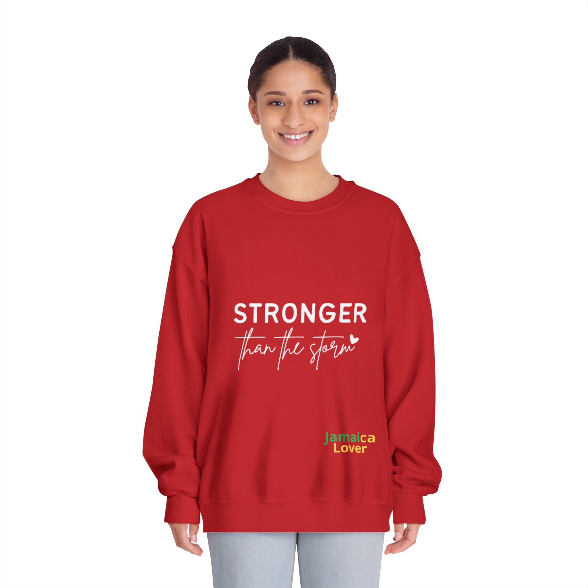 Stronger Than the Storm Crewneck Sweatshirt — Jamaica Lover Inspirational Pullover