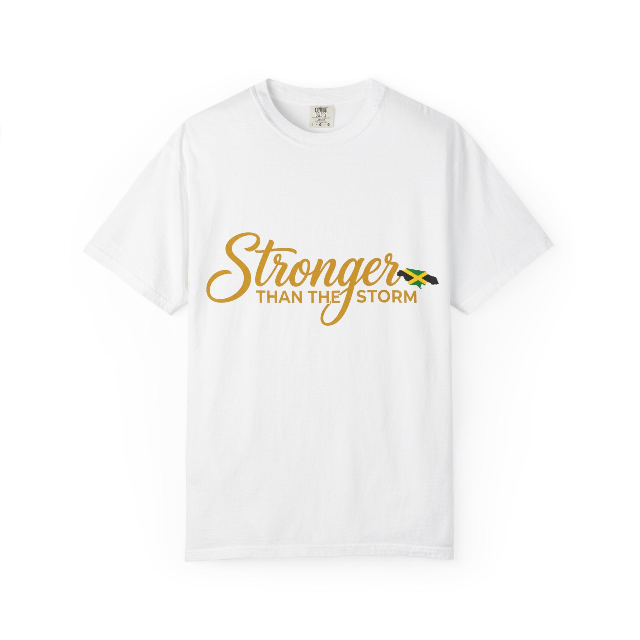 Stronger Than the Storm T-Shirt — Inspirational Jamaican Flag Tee