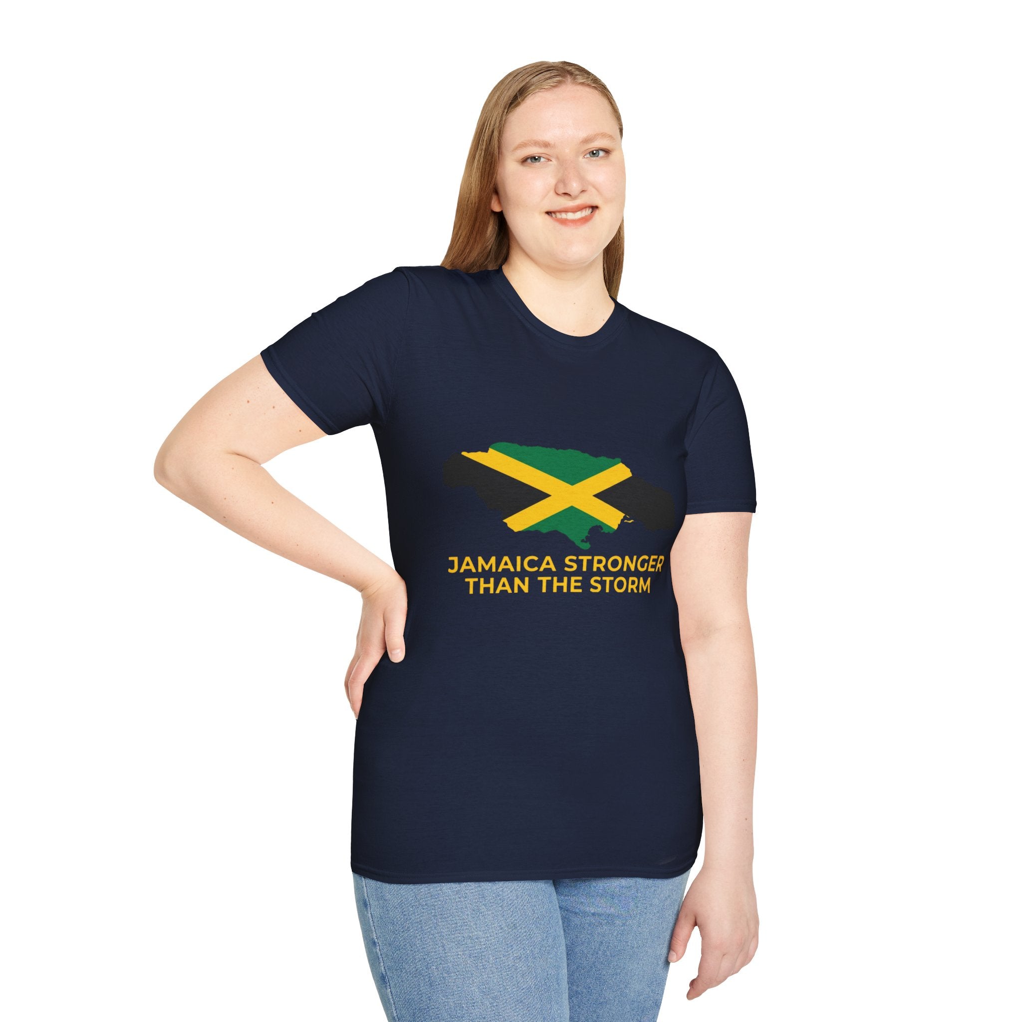 Jamaica Stronger Than The Storm T-Shirt — Jamaican Flag Map Tee