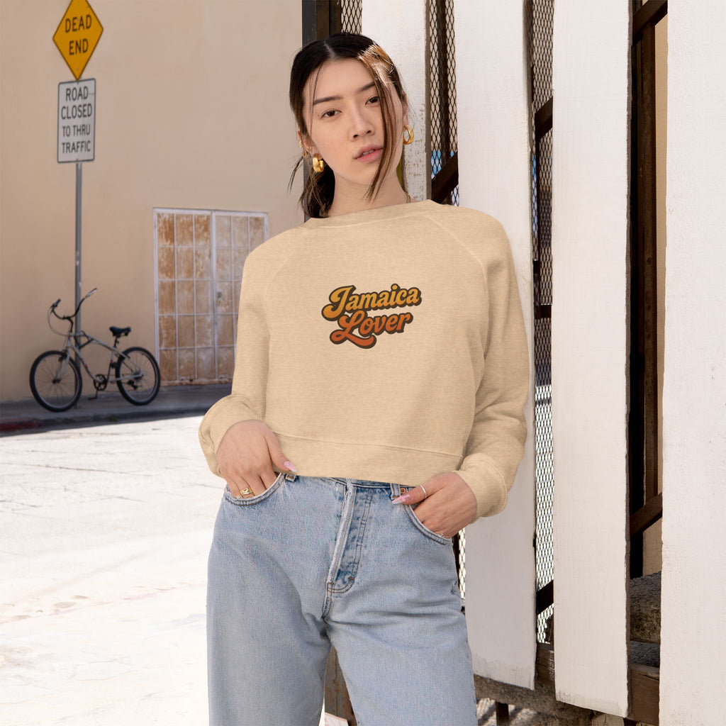 Cropped Pullover — "Jamaica Lover" Retro Script Fleece