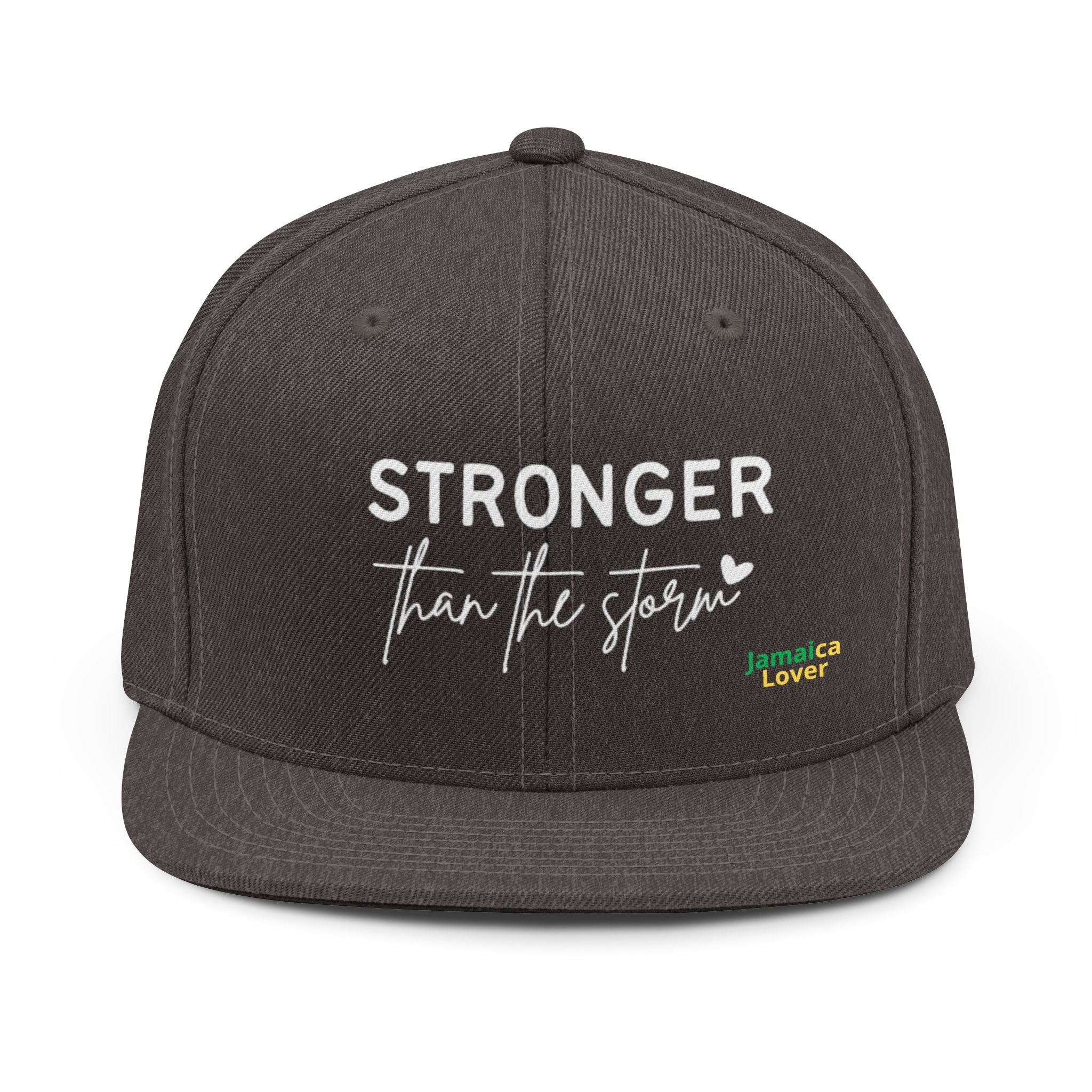 Stronger Than the Storm Snapback Hat — Inspirational Embroidered Cap