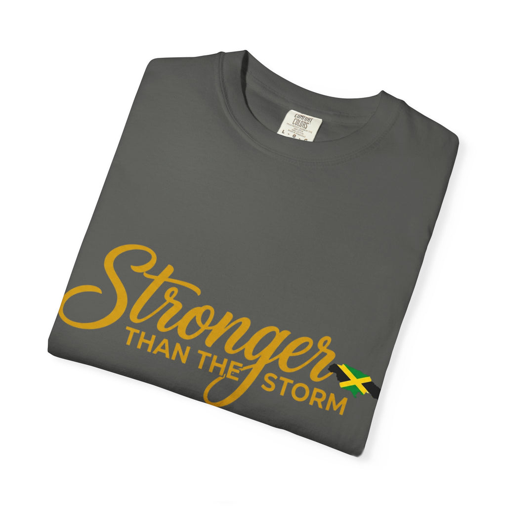 Stronger Than the Storm T-Shirt — Inspirational Jamaican Flag Tee