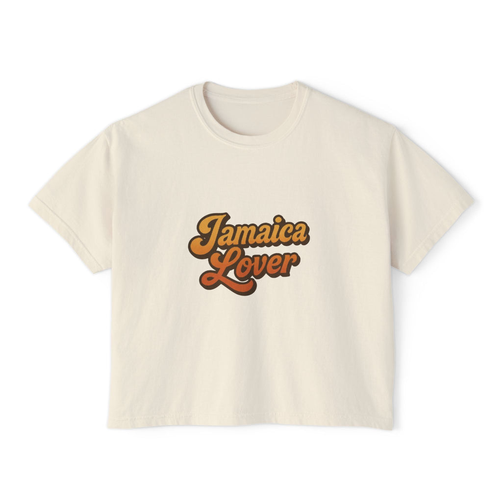 Jamaica Lover Boxy Tee — Retro Script Vacation T‑Shirt