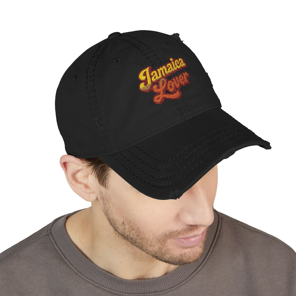 Jamaica Lover Embroidered Distressed Dad Hat