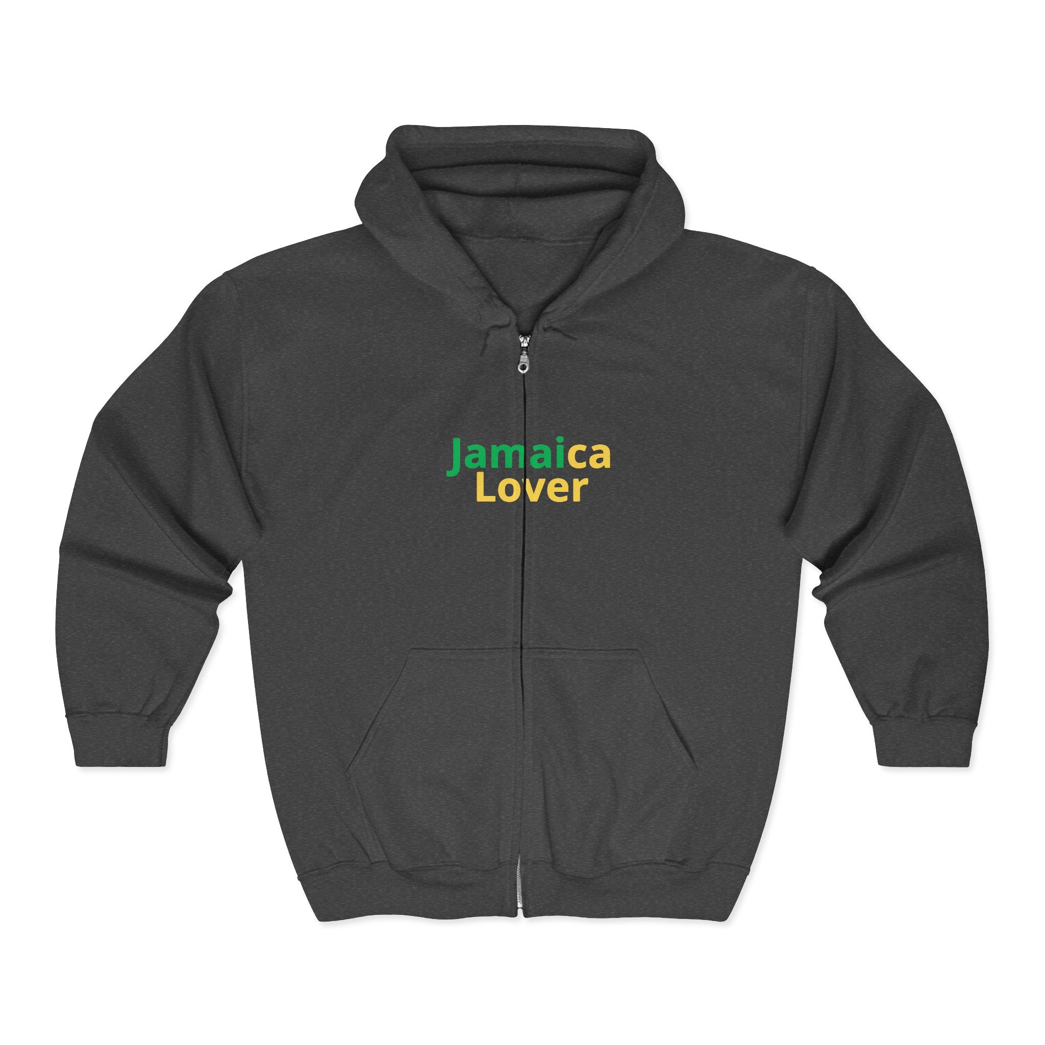 Jamaica Lover Zip Hoodie - Reggae Rasta Colors Full-Zip Sweatshirt