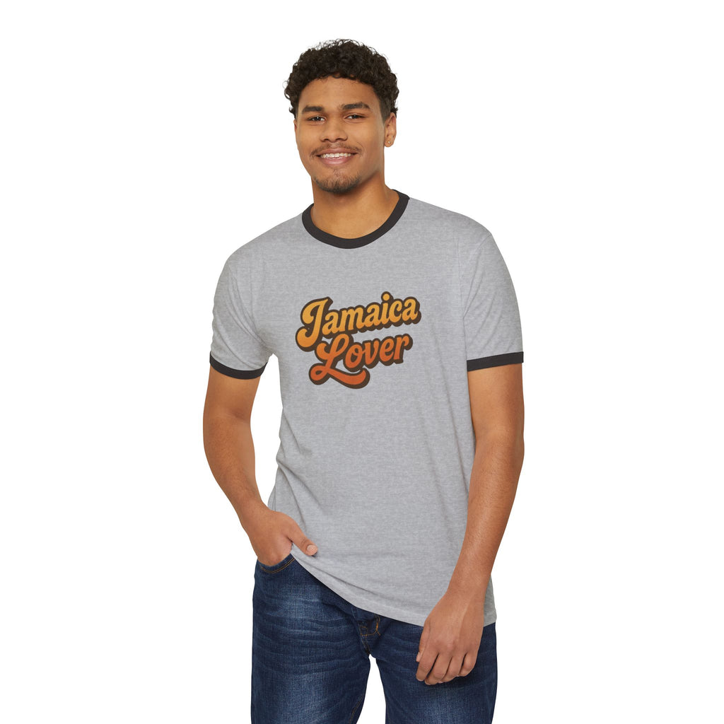 Jamaica Lover Ringer T-Shirt – Retro Tropical Vacation Tee