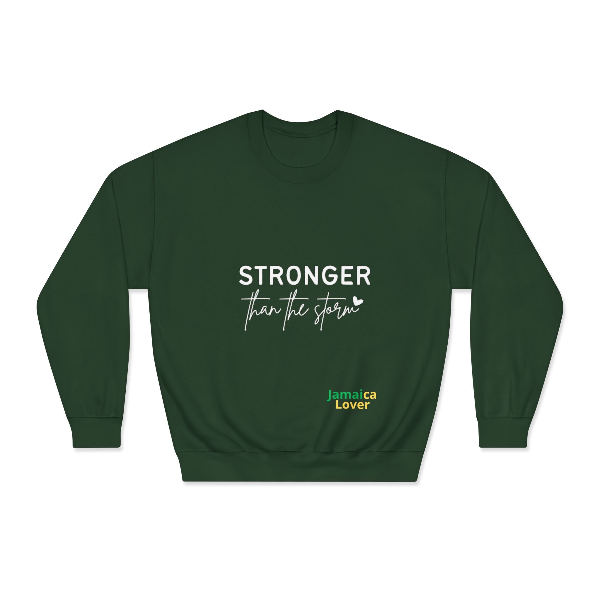 Stronger Than the Storm Crewneck Sweatshirt — Jamaica Lover Inspirational Pullover