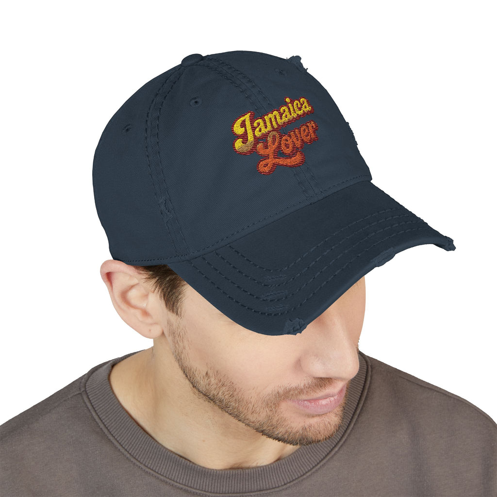 Jamaica Lover Embroidered Distressed Dad Hat